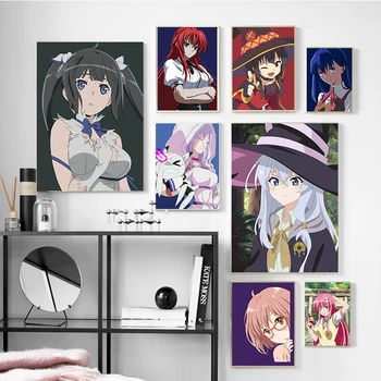Japonų Anime Simbolių Merginų Plakatų ir grafikos Kawaii Irolla Sienos Meno Tapybos Drobės Namo, Miegamojo Kambario, Apdailos Nuotraukas