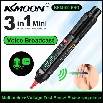 KKMoon KKM100-ENG Skaitmeninis Multimetras Testeris DC/AC Įtampos Atsparumas Talpa Diodų Buzzer Aptikti Balso Transliacijos Funkcija