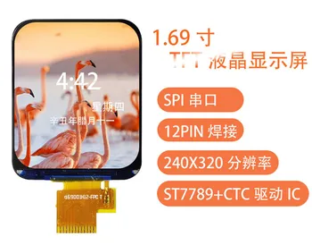 IPS 1.69 colių 12PIN HD SPI TFT LCD Spalvotas Ekranas ST7789 Ratai IC 240(RGB)*320 Smart Watch Ekranas