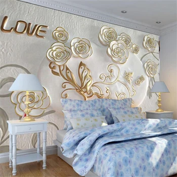 beibehang Užsakymą tapetai 3d modernus minimalistinio papel de parede iškilumo rose butterfly freskos TV foną, dekoratyvinis dažymas