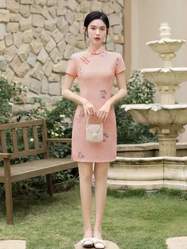 Composite nėriniai siuvinėjimo mažų šviežių cheongsam nauja patobulinta versija, Interneto įžymybė mergina kasdien cheongsam suknelė