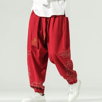 Vyriški Pločio Kojų Kelnės Harajuku Medvilnės Skalbiniai Atsitiktinis Kelnės, vyriški Išsiuvinėti Naujus Kostiumus Sweatpants Streetwear