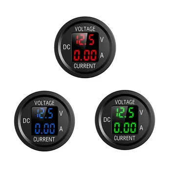 12-24V Automobilinio Mini Vandeniui Dvigubos Įtampos VA ThreeDigit Apvalus LED Panel Digital Voltmeter Ammeter Testeris) Ekrano Voltmeter