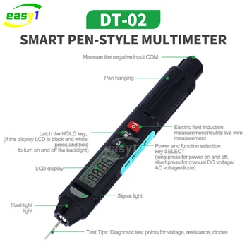 RELIFE DT-02 Multimetras Skaitmeninis Testeris Smart Pen Tipo Įtampos Detektorius Atsparumas Talpą, DC AC Ohm NCV Metrų Įrankiai
