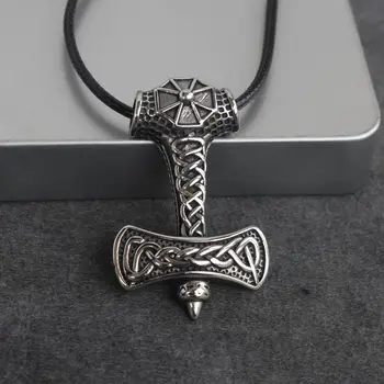 10vnt Vyrų Nerūdijančio Plieno Vilkas Galvos Skandinavų Vikingų Amuletas Thor Mjolnir Karoliai Karalius Grandinės su Valknut