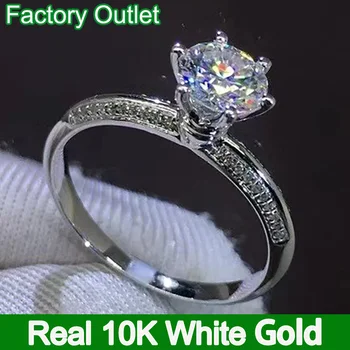 Nekilnojamojo 10K Baltojo Aukso Žiedas, Moterų Dalyvavimas Osioms Šalies Vestuvių Žiedas aplink Moissanite Deimantų Luxuly Romantiška 1 2 3 4 5 Ct