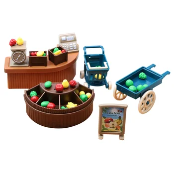 1:18 Mini Modeliavimo Mini Vaisių Shop Parduotuvėje Nustatyti Vežimėlio, Dekoravimo, Lėlių Vaikų Žaisti Namus, Žaislai