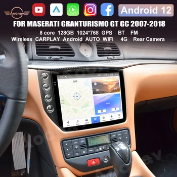 Android 12 Automobilio Radijo Maserati GranTurismo GT GC 2007-2018 10 Colių Auto Multimedia Stereo GPS Navigacijos Carplay 128GB 4G LTE