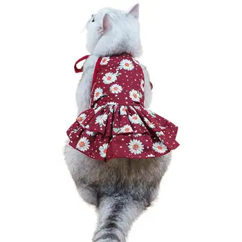 Pet Suknelė Gėlių Spausdinti Prakaitas sugeriančios Atsitiktinis Katė, Šuo Suspender Sijonas Atostogų