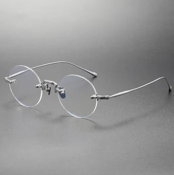 Apvalus Rėmo Presbyopia Skaitymo Akiniai Gryno Titano Vyrai, Optiniai Akiniai Anti Nulio Recepto Ultralight Akinius Moterims