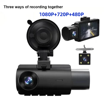 3 vaizdo Kameros Vairuotojo Diktofonas 1440P Elektroninių Brūkšnys Cam 24h Stovėjimo Auto Duomenų Savirašis HD Naktinio Matymo Auto Elektronikos Dalys