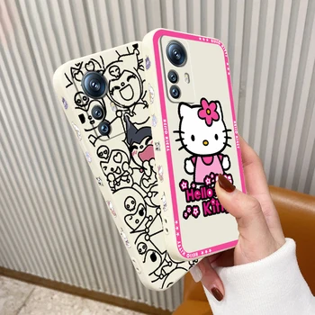 Mielas Hello Kitty Cinnamoroll Telefoną Atveju Xiaomi Mi 13 12S 12 12T 12X 11i 11T 11 10 10S Pro Lite Ultra 5G Skysčio Kairėje Virvė