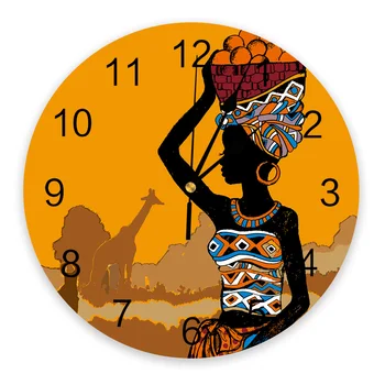 Afrikos Juoda Moteris Žirafa Modernaus Dizaino Sieninis Laikrodis Kambarį Apdaila, Virtuvė Silent Laikrodis Namų Dekoro