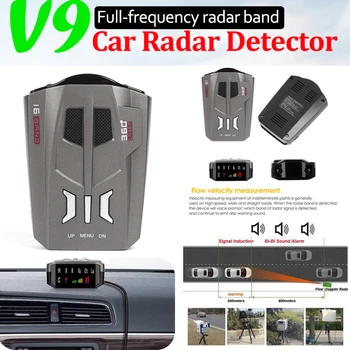 V9 Automobilis Sunkvežimio Greitis 360 Laipsnių Transporto priemonės Radaro Detektorius Balso Įspėjimo įspėjimą 16 Juosta Auto LED Ekranas anglų / rusų kalba