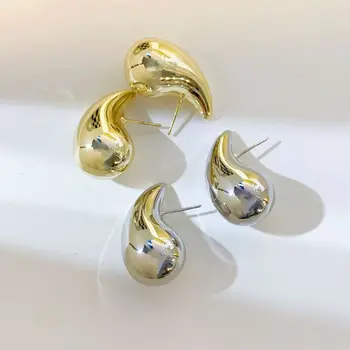 Nerūdijančio plieno moterų tuščiaviduriai auskarai šviesos prabanga feng shui lašas auskarai titano plieno, padengta 18K auksu korėjos auskarai