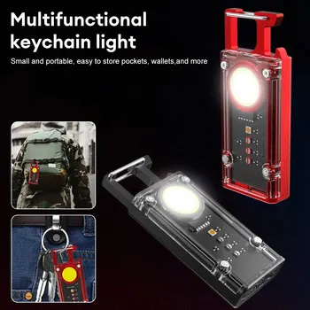 Mini Keychain Žibintuvėlis COB Darbo Lemputė 8 Režimai, Avarinės Šviesos, Žibintuvėlis USB Įkraunamas LED Šviesos Lauko Kempingas Žibintų