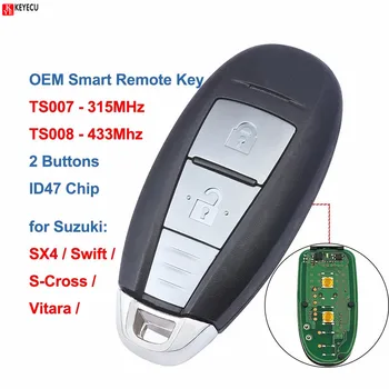 Keyecu OEM Smart Nuotolinio Automobilio Raktas Fob -TS007 315Mhz, TS008 433Mhz - 2 Mygtukai su ID47 Mikroschemą Suzuki, SWIFT, SX4 VITARA 2010-2015 m.