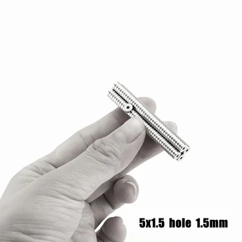 Neodimio Magnetas Mini Dia 5x1.5mm, Skylė 1.5 mm Įsprausti Žiedo Magnetus N50 Stiprus Apvalus didmeninė 5mm, 5x1.5mm
