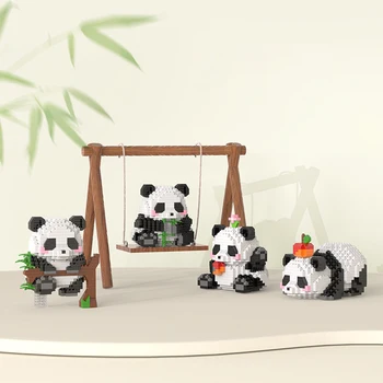 2023 Mini Gyvūnų Kawaii Panda Mielas Mikro Blokai Modelis Plytų Pav. dėžę Tris Asamblėjos Žaidimai, Žaislai Vaikas Dovanos
