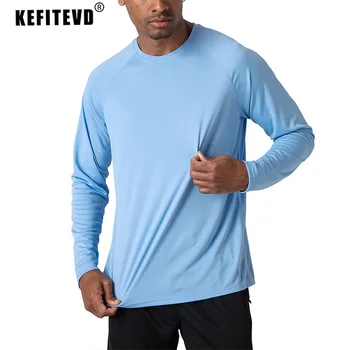 KEFITEVD Vasaros UPF 50+ vyriški ilgomis Rankovėmis T Shirts Saulės UV Apsauga Quick Dry Pėsčiųjų Marškinėliai Žvejybos marškinėliai Basic Tee Viršūnes Vyras
