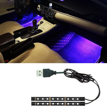 18CM LED Automobilių Neon Aplinkos Šviesos Su USB Aplinkos Apšvietimas RGB Automobilio Salono Aplinkos Koja Šviesos Rinkinys Priedai