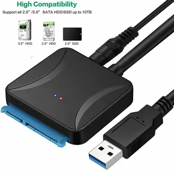 USB 3.0 Prie Sata Kabelis SATA III 3.5 2.5 Colio Išorinis HDD SSD Kietąjį Diską Lengva Ratai Kabelis DC5.5 12V 2A Power Adapter