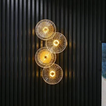 Modernus Nordic Apskritas Stiklas, LED Šviesos Sienos Lempos Derinys Kambarį, TV Foną, Naktiniai Koridoriuje Eilėje
