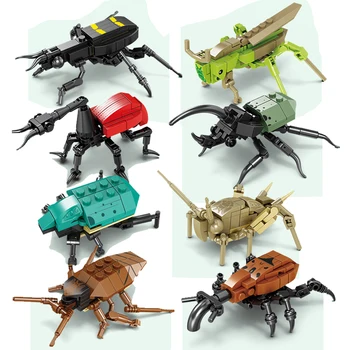 Kūrybiškumo Vabzdžių Mini Modelio Blokai SS Vabalas Miesto Džiunglių Gyvūnų Baby 