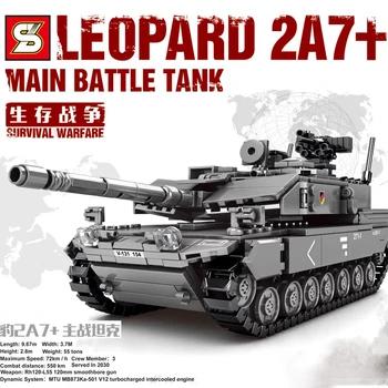 WW2 Karinės Leopard Tankai M1A1 Pagrindinis Tankas Kareivis Policijos Armijos Statybos Blokus 