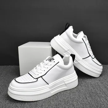 vyriški laisvalaikio balti batai suvarstomi originalus odinis batų kvėpuojantis butai platforma sportbačiai prekės dizaineris gatvės avalynė zapatos
