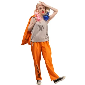 Oranžinė Moterų Helovinas Baudžiamosios Kalinio Apdaras Kostiumai Moterų Kalėjimo Drabužius Cosplay Karnavalas Puras Vaidmuo Šou Šalis Suknelė