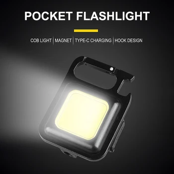Mini LED Žibintuvėlis Darbą Šviesos Nešiojamas Kišeninis Žibintuvėlis Keychains USB Įkrovimo Lauko Kempingas Mažas Šviesos Kamščiatraukis