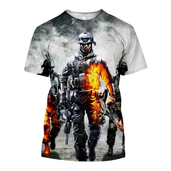 3D Print T Shirt Vyrams Call Of Duty kadrų per sekundę Fotografavimo Žaidimas Negabaritinių trumpomis Rankovėmis Viršūnes Mados O-kaklo Megztinis Karo Stiliaus Streetwear