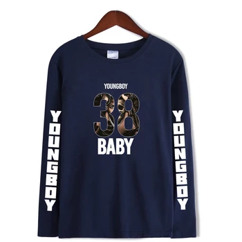 YoungBoy Niekada Įveikė Vėl marškinėliai Classic Long Sleeve T-shirts vyrų/moterų Atsitiktinis Dizainas, Stalviršiai