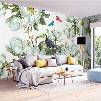 beibehang Europos retro gėlių TV foną, sienos popieriaus freskos užsakymą didelės freskos žalia tapetai papel de parede para quarto