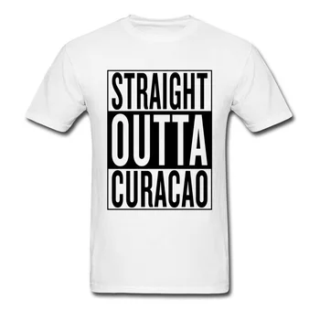 Balta Mados Vyrų T Shirts Pasaulių Citatos Straight Outta Curacao Marškinėlius Už Gražų Aukščiausios Kokybės vyriški Plius Dydis 3XL Tee Marškinėliai
