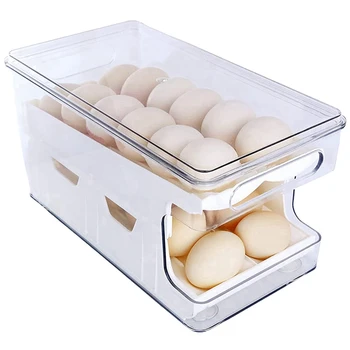 2 In 1 Kiaušinio Laikiklis Šaldytuvo , Aišku, Kiaušinių Riedėjimo Išdalijimo Šaldytuvas 24 Kiaušinių Laikymo Konteineris Dėklas