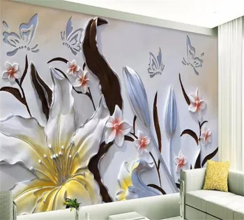 beibehang Pritaikytas modernus freskos fone fotografijos slyvų paramos paprastas stilius lily hotel miegamųjų namo apdaila, tapetai