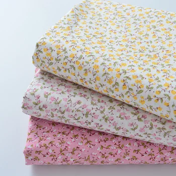 140cm*50 cm Grynos medvilnės mažai geltonas rožinis gėlių audinio drabužius, sijonus, vaikų drabužiai, marškinėliai, pižama suknelę rankų darbo audinys