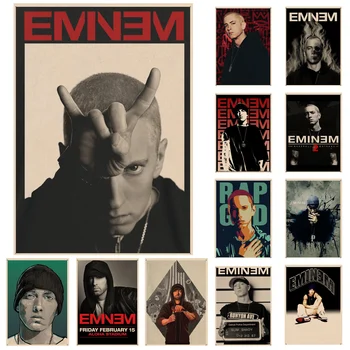Garsusis Amerikiečių Reperis Eminemas Meno Plakatas ir Spausdinimo Retro Kambario Dekoro Sienos paveiksl Sienų Dekoras Kambarį Namo Apdaila