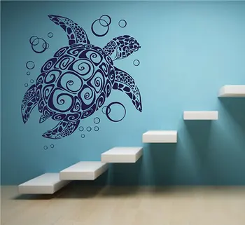 Zeeschildpad lt burbulas vinilo muur aplikacijos jūrų leven stijl badkamer woonkamer decoratieve kunst muurschildering YS07