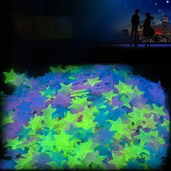 100vnt Šviesos 3D Žvaigždės Švyti Sienų Lipdukai Vaikams Kūdikių Kambariai, Miegamojo Lubų Namų Dekoro Liuminescencinės Star Lipdukai