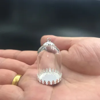 30x20mm Bell jar formos vamzdelis, skaidraus stiklo burbulas butelis sidabro karūna dėklas bazės bžūp, 
