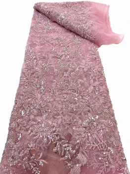 Prancūzija naujas tiulio nėrinių siuvinėjimo burbulas granulių siuvinėjimas, mados blizgančiais karoliukais vamzdis suknelė cheongsam audinio 5 metrų