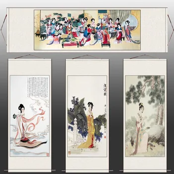 Gražių Moterų Kabo Paveikslai Kinų Stiliaus Tradicinių Paveikslų Slenka Šilko Dovanos Klasikinio Namo Apdaila Sienos Menas