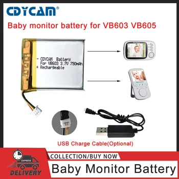 Cdycam Kūdikio stebėjimo Baterija VB605 VB603 Baterija ,3.7 V 750mAh Pakeisti Baterija, USB Kroviklis skirtas Video Auklė Bebe Stebėti BM603