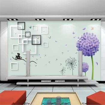 wellyu papel de parede para quarto Užsakymą tapetai Šiuolaikinės Jane Dielianhua Kiaulpienių 3D TV foną, tėtis peint behang