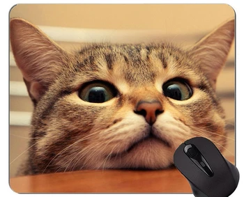 Pelės kilimėlis su Prisiūta Kraštas,Funny cat Non-Slip Gumos Kilimėlis Bazės