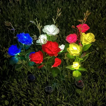 Saulės Rožių Gėlių Žibintai Vandeniui Sodo Dekoro Lempos Lauko Keliu Kiemo Kieme Takas Flowerbe Dekoratyvinis LED Šviesos