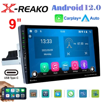 X-REAKO Android 12 Automobilių Radijas Su GPS Navigacija, 1DIN Automobilio Stereo CarPlay Universaliųjų Automobilių Radijo 9inch Automobilio Grotuvas